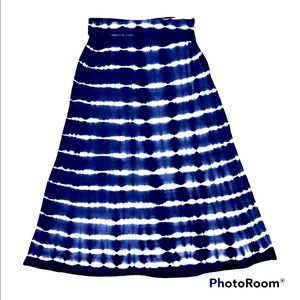 Design History Size XL Tie-Dyed Maxi Skirt Blue/White